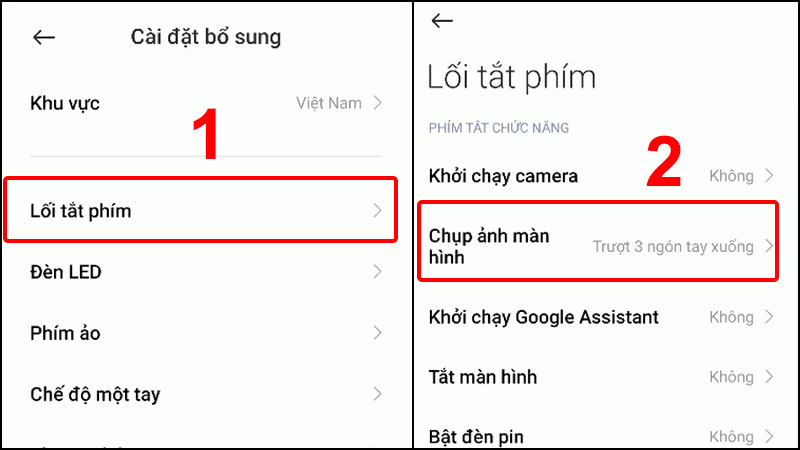 Lối tắt phím > Chụp ảnh màn hình